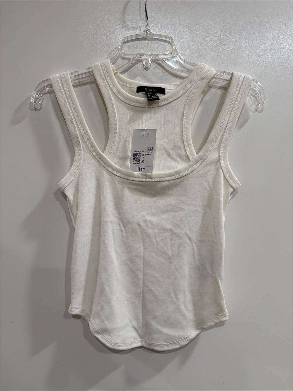 Forever 21 Cream Double-Strap Tank Top